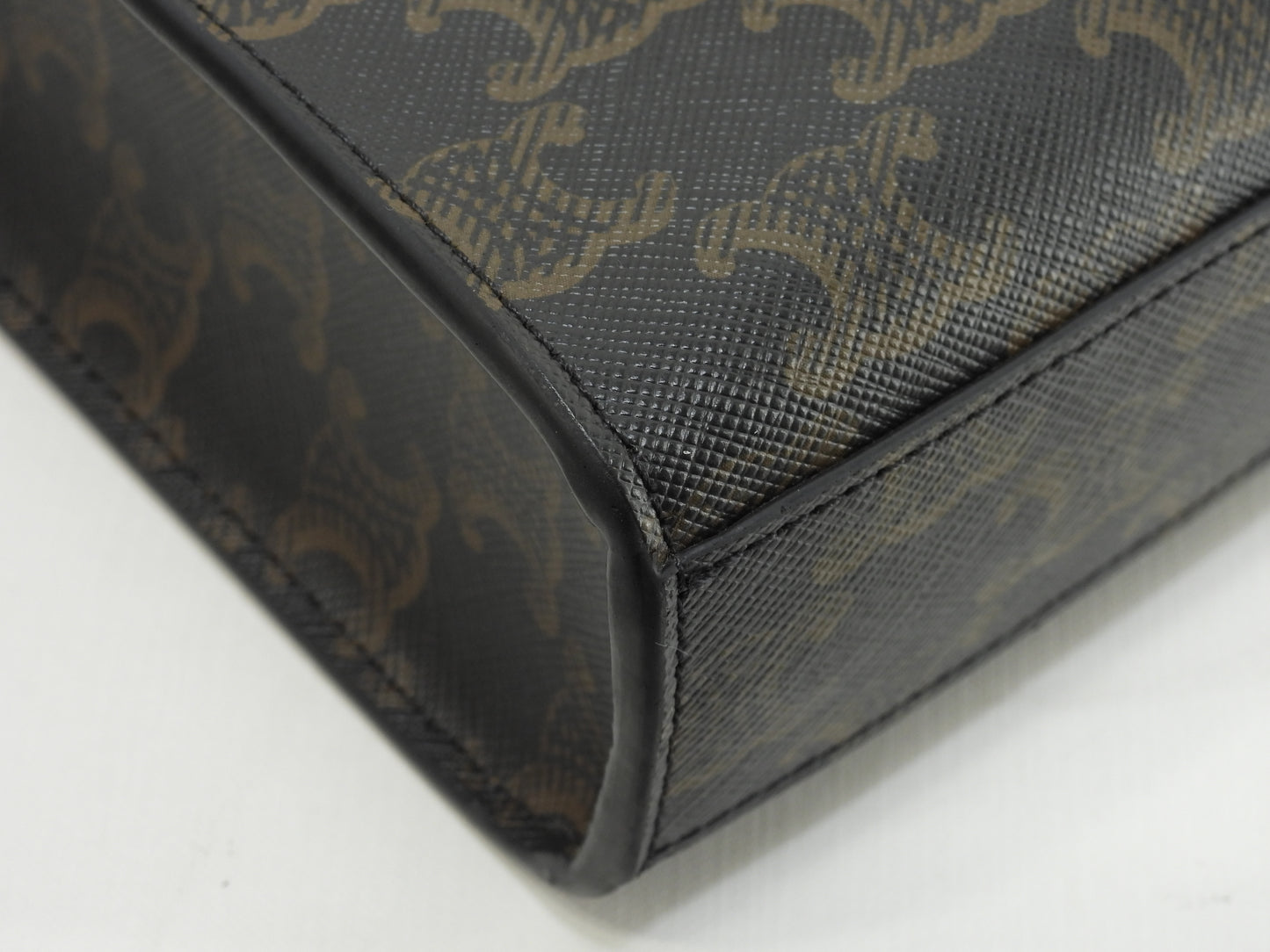 セリーヌ ミニバーティカルカバ トリオンフ 黒茶 s付ミニハンドバッグ ポシェット 美品@ 13