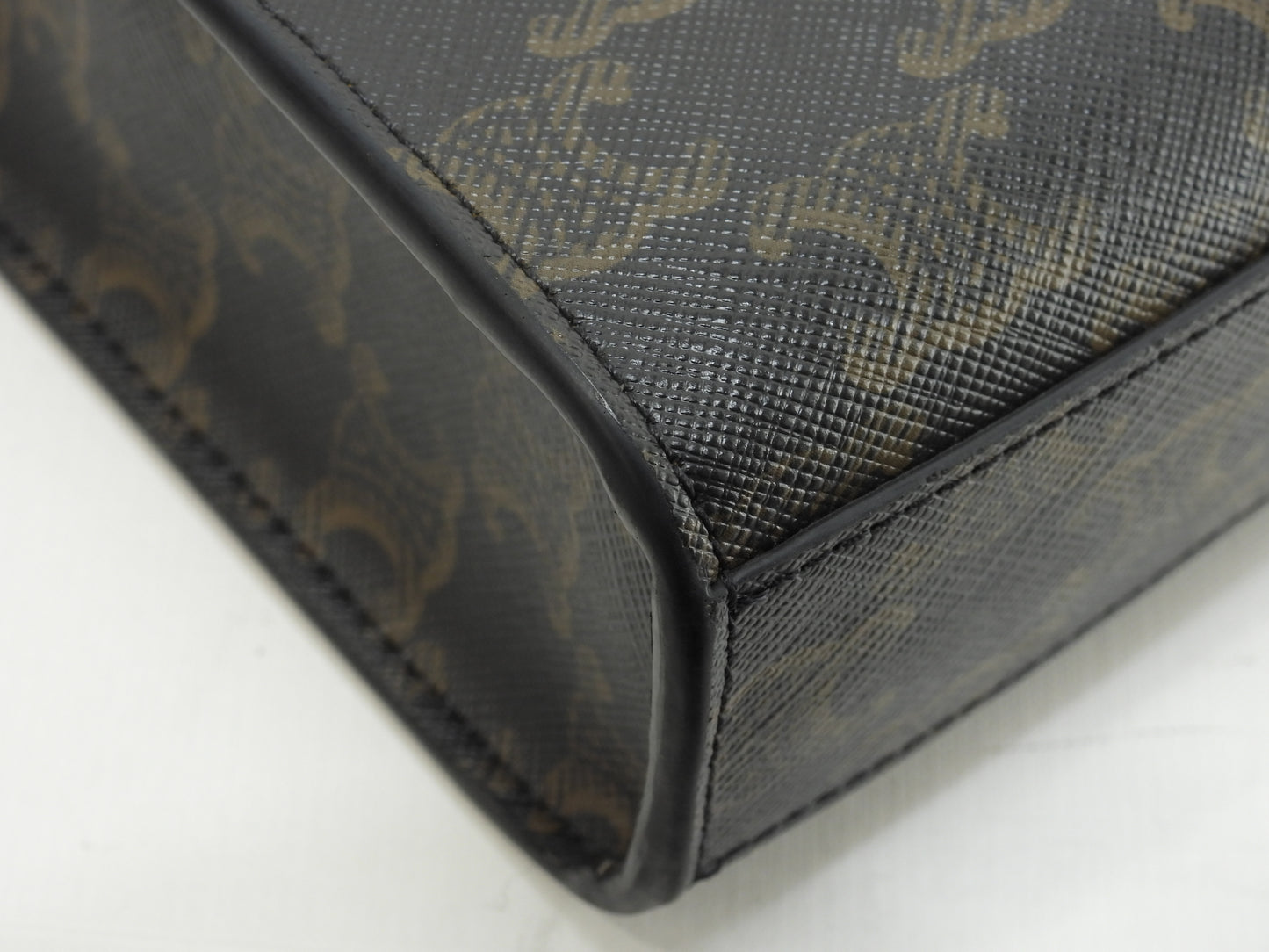 セリーヌ ミニバーティカルカバ トリオンフ 黒茶 s付ミニハンドバッグ ポシェット 美品@ 13