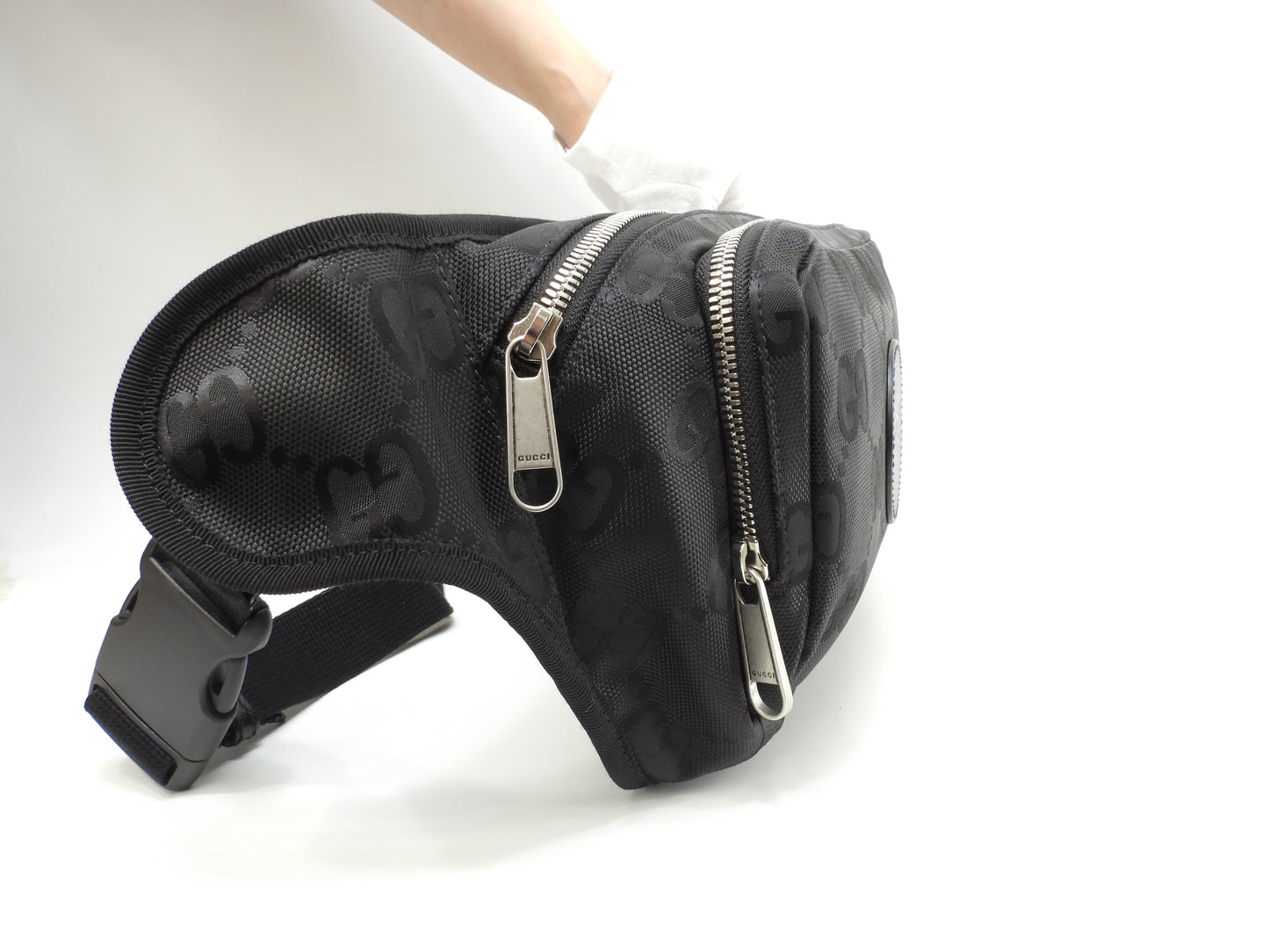 グッチ クロスボディバッグ オフザグリッドGG ナイロン/レザー黒 ウエストバッグ ベルトバッグ 未使用@ 1