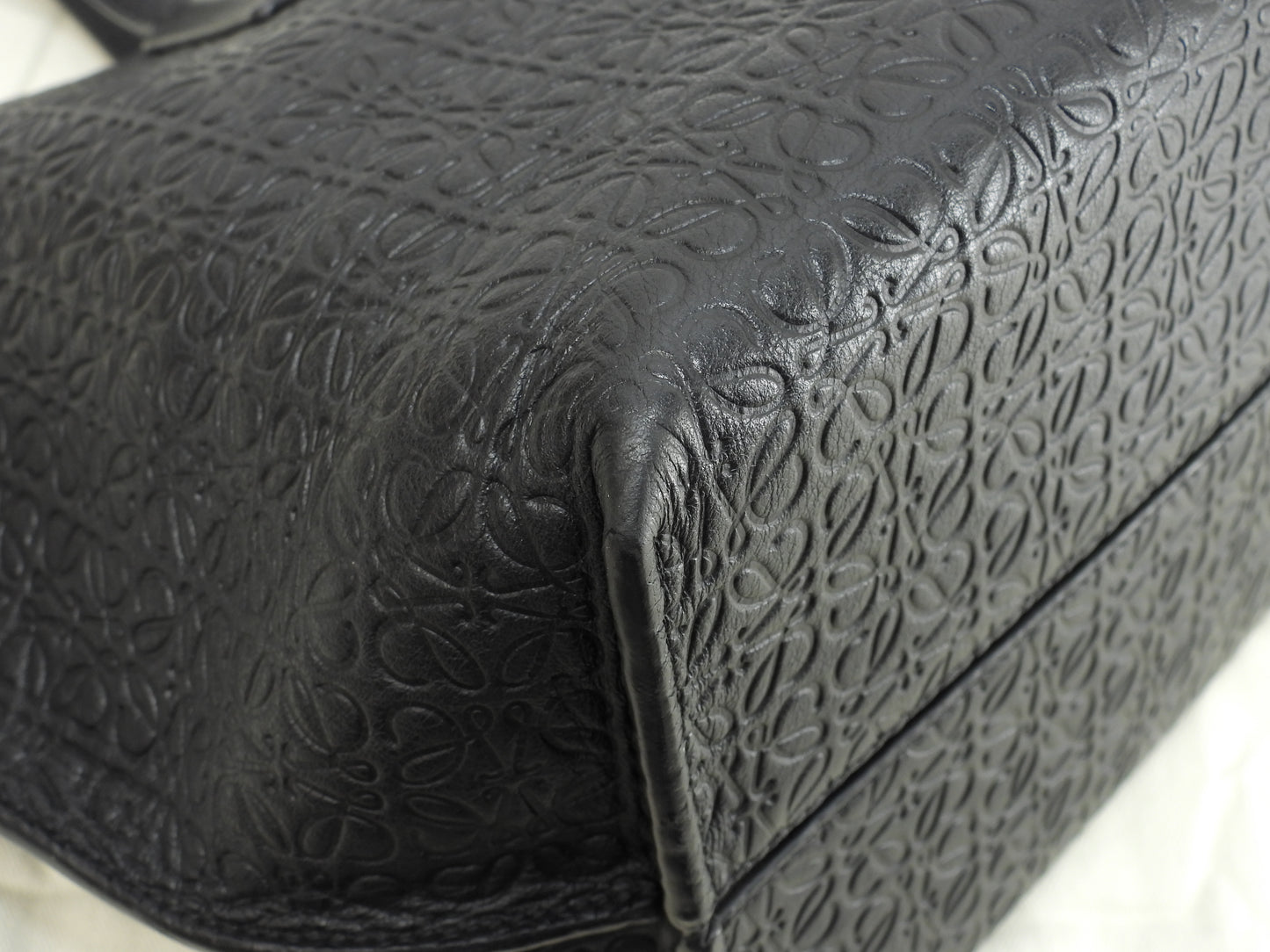 ロエベ Tショッパー リピートアナグラム レザー黒 トートバッグ 美品@ 3