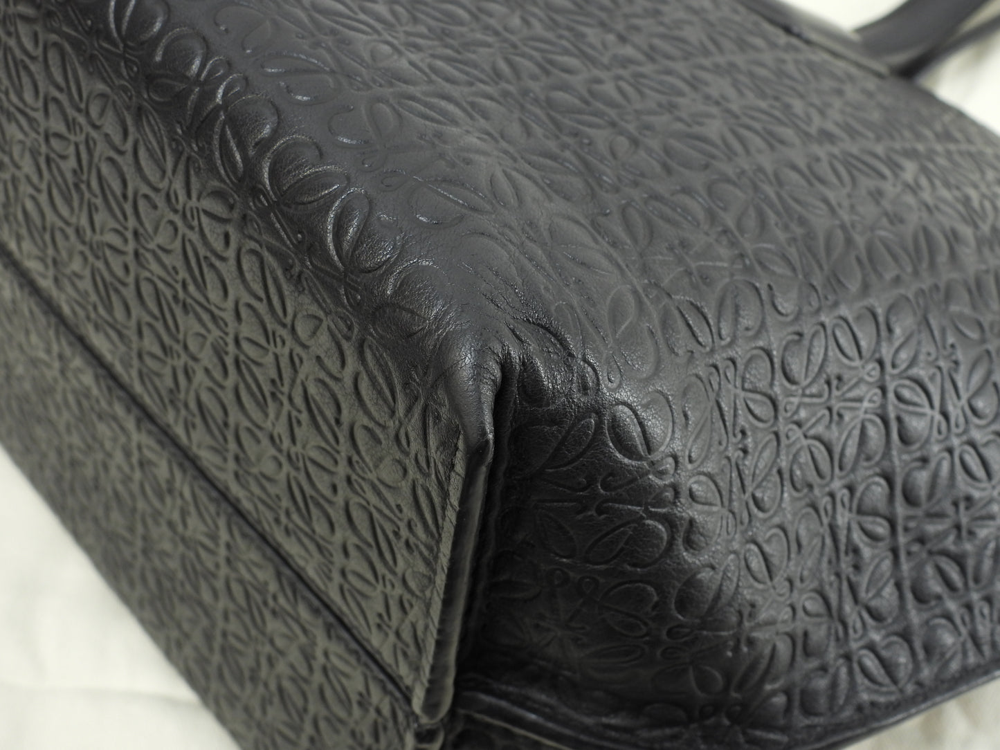 ロエベ Tショッパー リピートアナグラム レザー黒 トートバッグ 美品@ 3