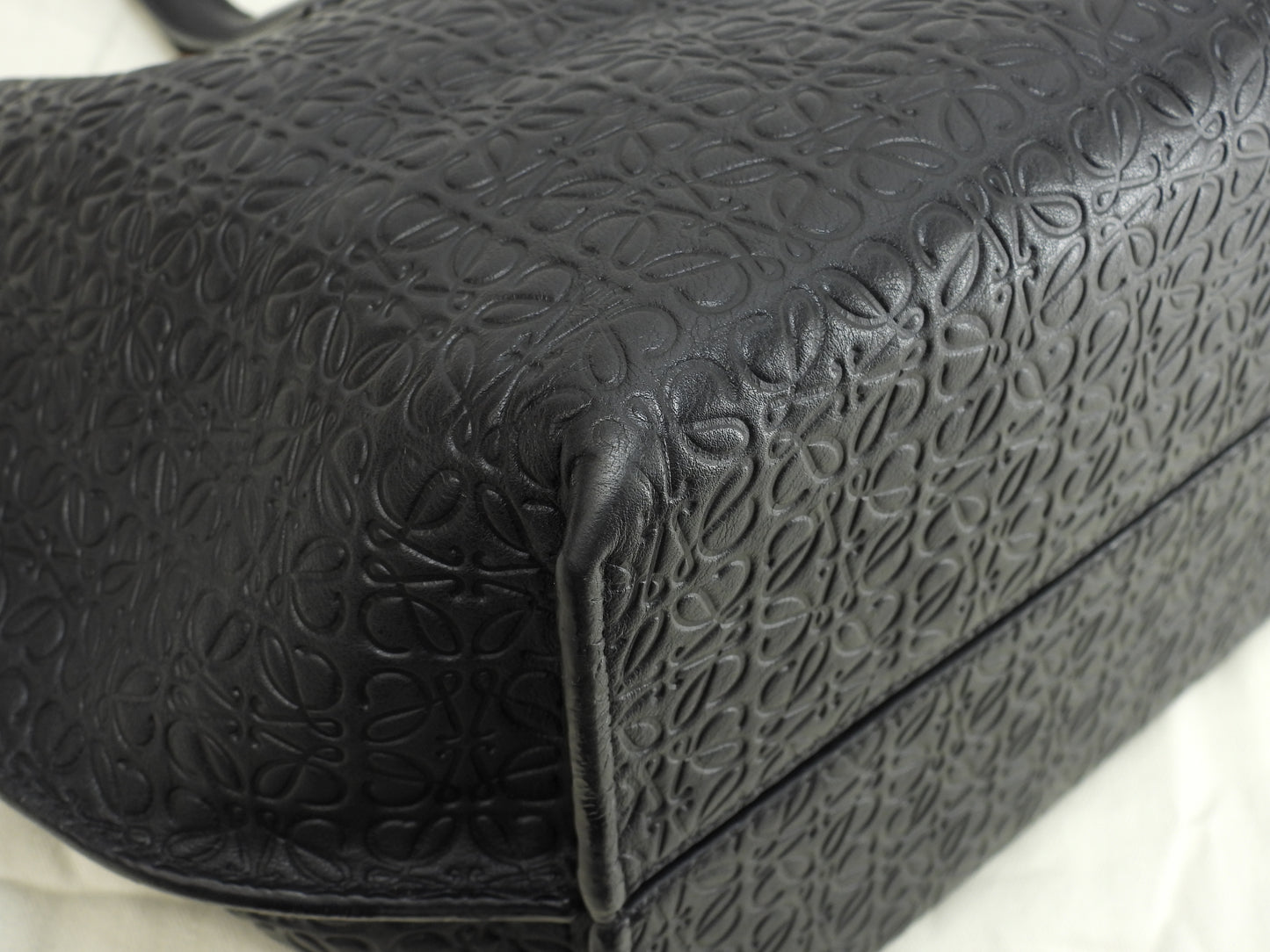 ロエベ Tショッパー リピートアナグラム レザー黒 トートバッグ 美品@ 3