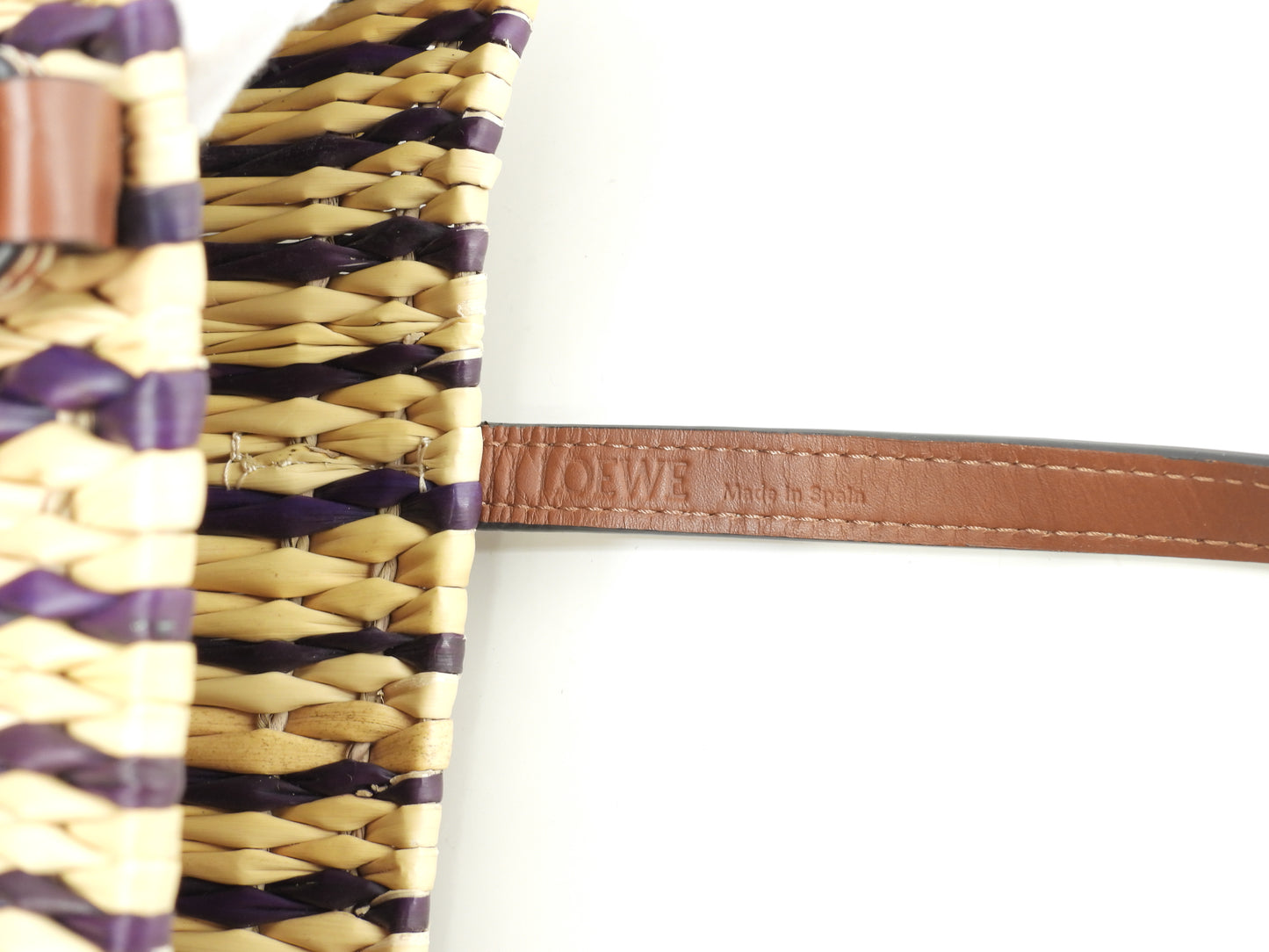 ロエベ スクエアトート中 パウラズイビザ ナチュラル/タン紫 カゴバッグ ショルダー@652011