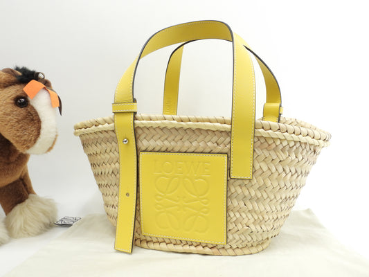 ロエベ バスケットスモール カゴバッグ ナチュラル黄革 ハンドバッグ 未使用@262047