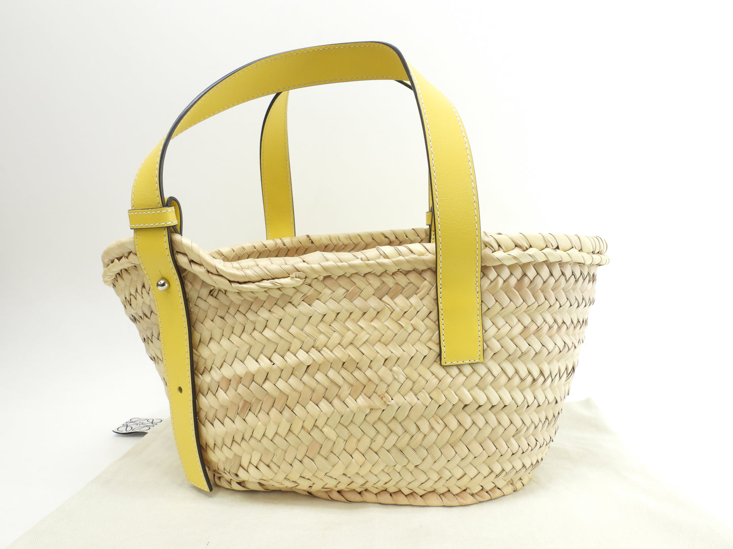 ロエベ バスケットスモール カゴバッグ ナチュラル黄革 ハンドバッグ 未使用@262047