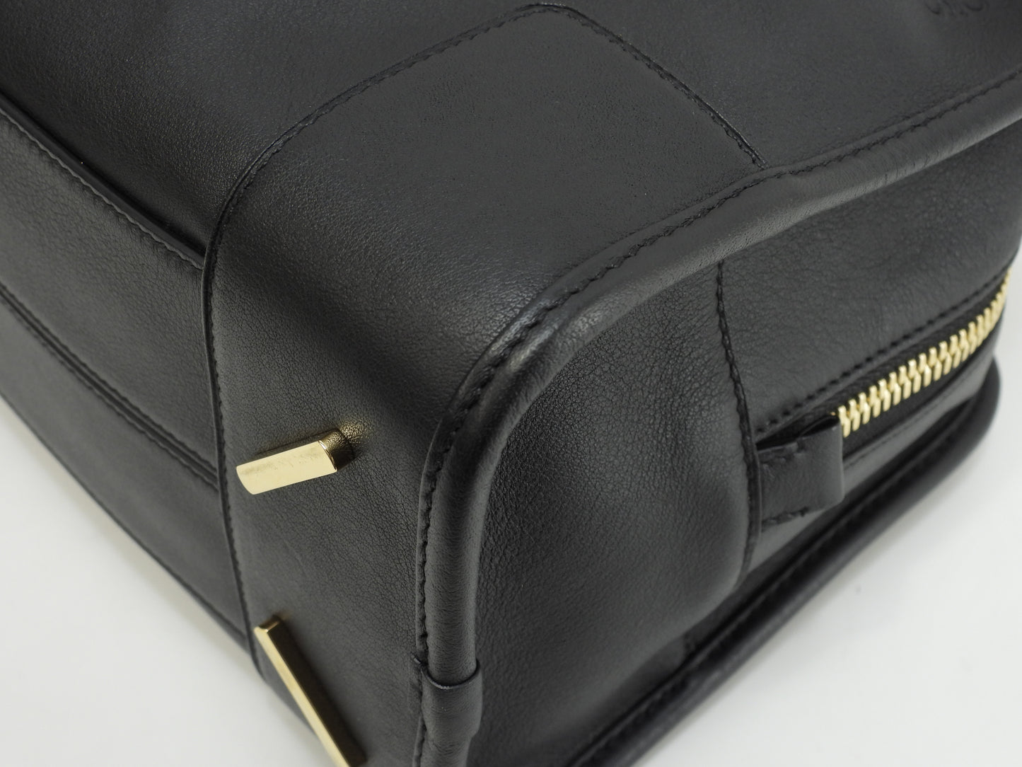 ロエベ アマソナ28 ストラップ付 スムースレザー黒 ハンドバッグ ゴールド金具 極美品@471702