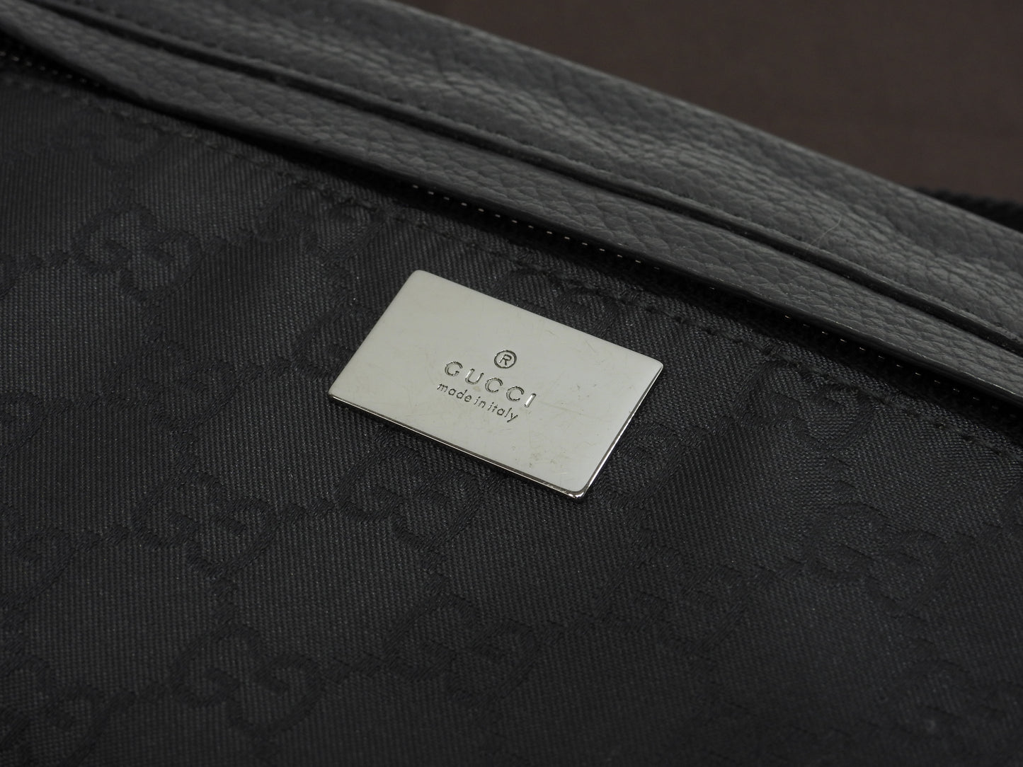 グッチ ベルトバッグ GG ナイロン革黒 ボディバッグ ウエストバッグ バムバッグ@ 32