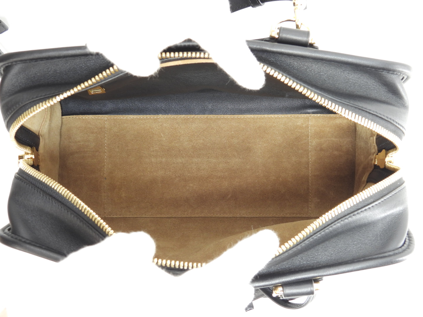 ロエベ アマソナ28 ストラップ付 スムースレザー黒 ハンドバッグ ゴールド金具 極美品@471702