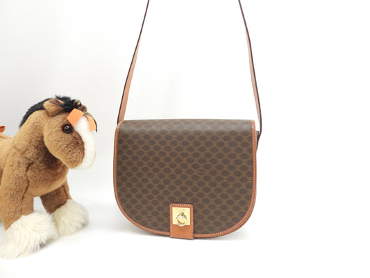 セリーヌ ポシェット マカダム トリオンフ茶 斜掛ショルダーバッグ クロスボディバッグ 美品@M12 4