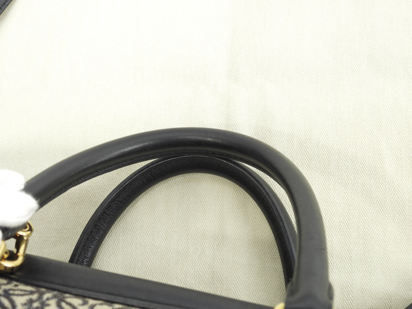 ロエベ アマソナ23 ジャガード/レザー 紺灰 ポシェット s付ハンドバッグ@262147 2