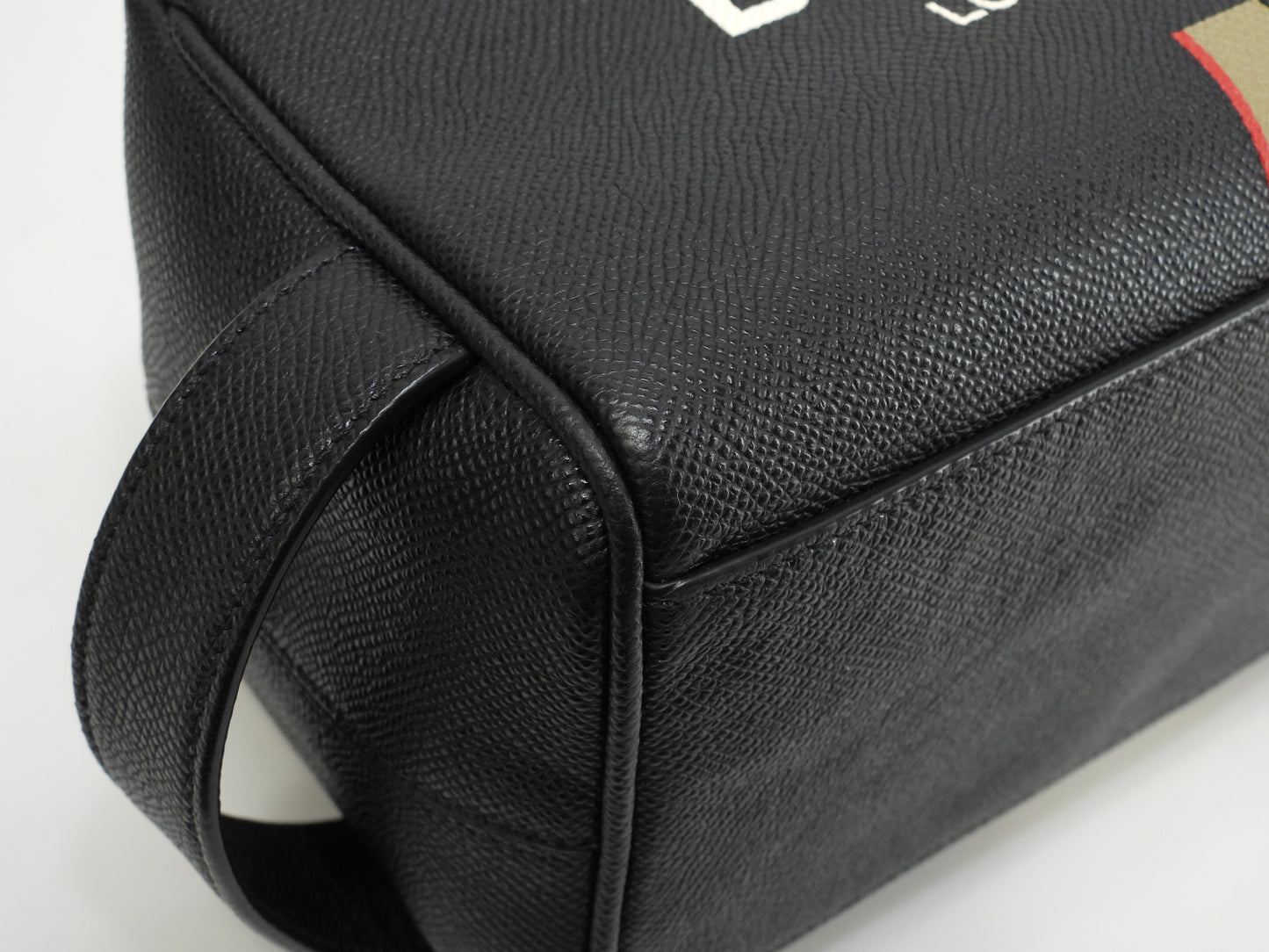 バーバリー セカンドバッグ ストライプ レザー黒 クラッチバッグ 極美品@ROPELP1071SEB