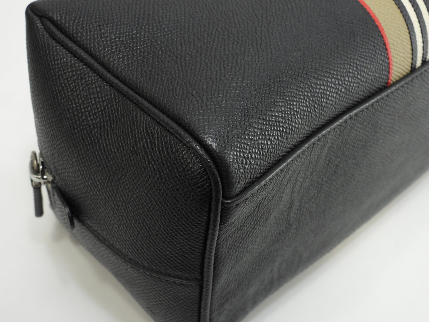 バーバリー セカンドバッグ ストライプ レザー黒 クラッチバッグ 極美品@ROPELP1071SEB