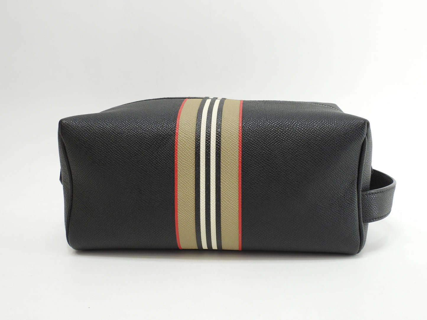 バーバリー セカンドバッグ ストライプ レザー黒 クラッチバッグ 極美品@ROPELP1071SEB
