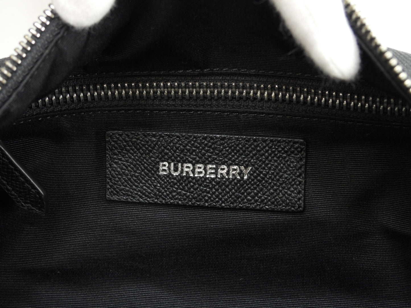 バーバリー セカンドバッグ ストライプ レザー黒 クラッチバッグ 極美品@ROPELP1071SEB