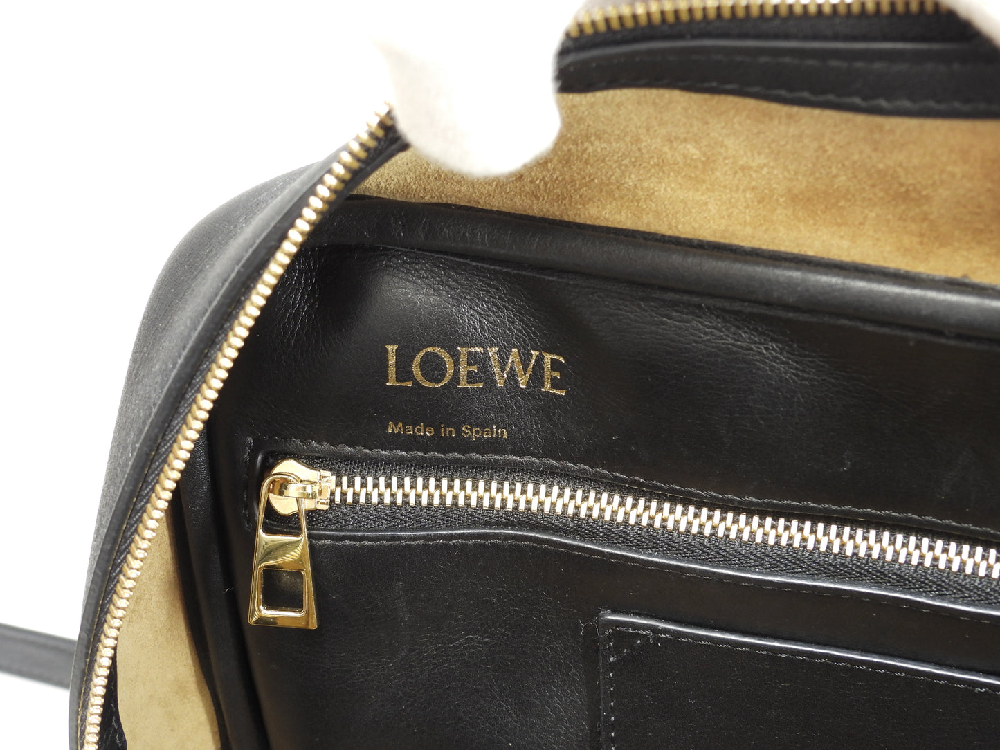 ロエベ アマソナ23 ジャガード/レザー 紺灰 ポシェット s付ハンドバッグ@262147 2