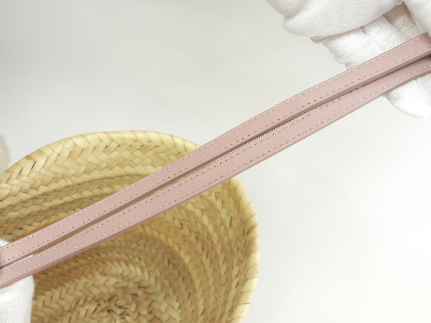 セリーヌ ティーン ラフィア/ナチュラル ピンク革 バスケット カゴバッグ中 ハンド パニエ 極美品@U-AN-0251