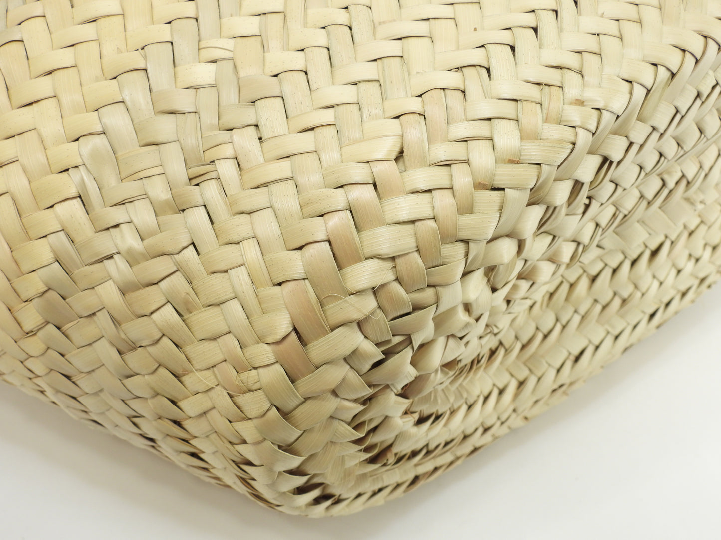 セリーヌ ティーン ラフィア/ナチュラル ピンク革 バスケット カゴバッグ中 ハンド パニエ 極美品@U-AN-0251