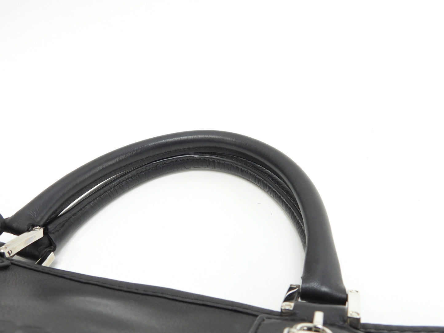 ロエベ フスタ30 レザー黒 シルバー金具 ハンドバッグ トートバッグ@060806