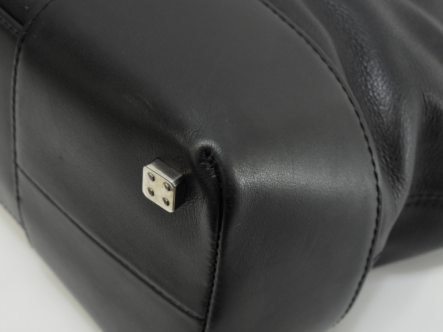 ロエベ フスタ30 レザー黒 シルバー金具 ハンドバッグ トートバッグ@060806