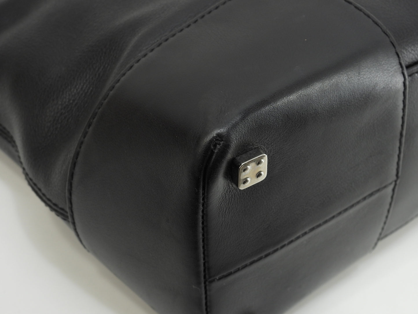 ロエベ フスタ30 レザー黒 シルバー金具 ハンドバッグ トートバッグ@060806