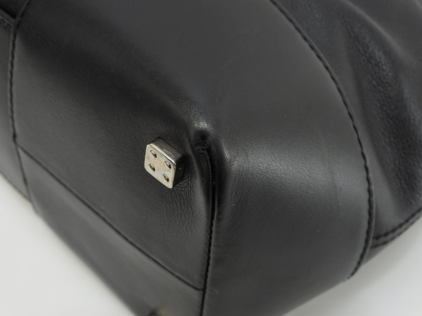 ロエベ フスタ30 レザー黒 シルバー金具 ハンドバッグ トートバッグ@060806