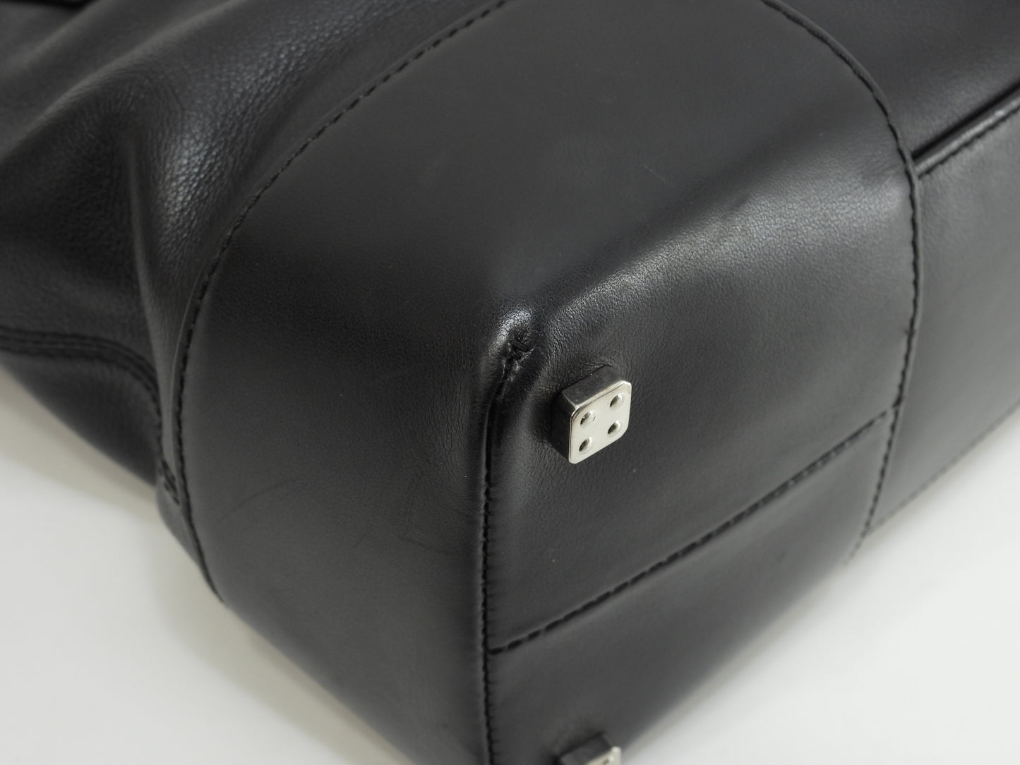 ロエベ フスタ30 レザー黒 シルバー金具 ハンドバッグ トートバッグ@060806