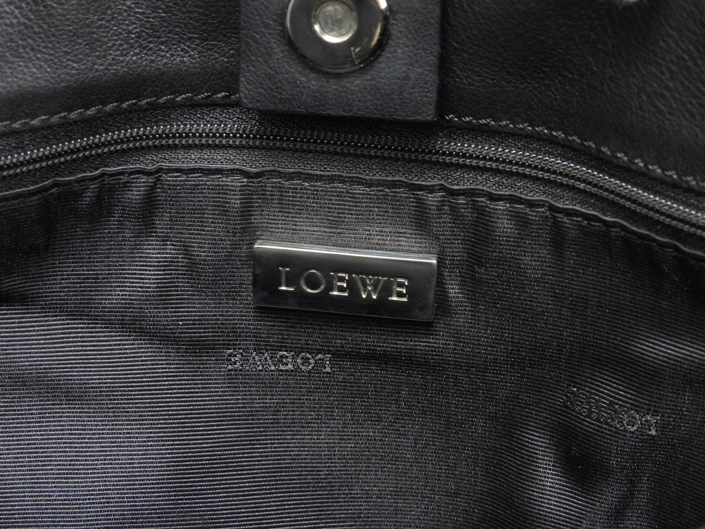 ロエベ フスタ30 レザー黒 シルバー金具 ハンドバッグ トートバッグ@060806