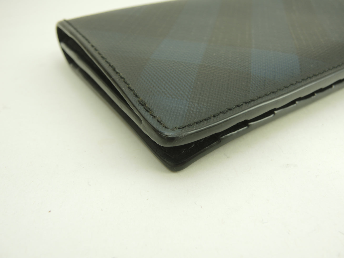 バーバリー 2折長財布 ロンドンチェック PVC黒紺 ロングウォレット メンズ ブラザ@TTVCOP1279