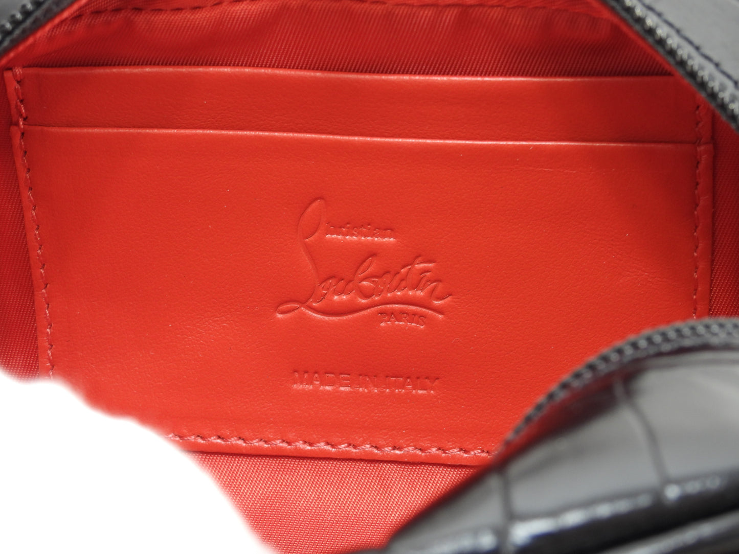 クリスチャンルブタン ボディバッグ小 Blaster クロコ型押レザー黒 ウエストバッグ 未使用@ 12