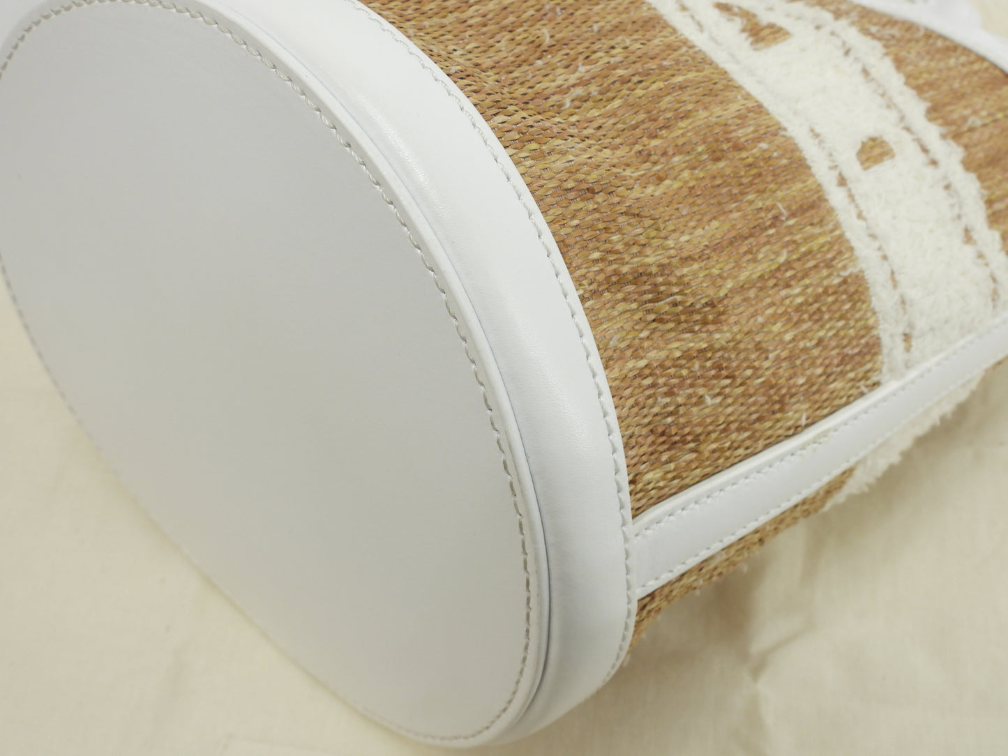 マルニ カゴバッグ トロピカルバスケットスモール ストロー/レザー白 ポシェット 美品@ 1