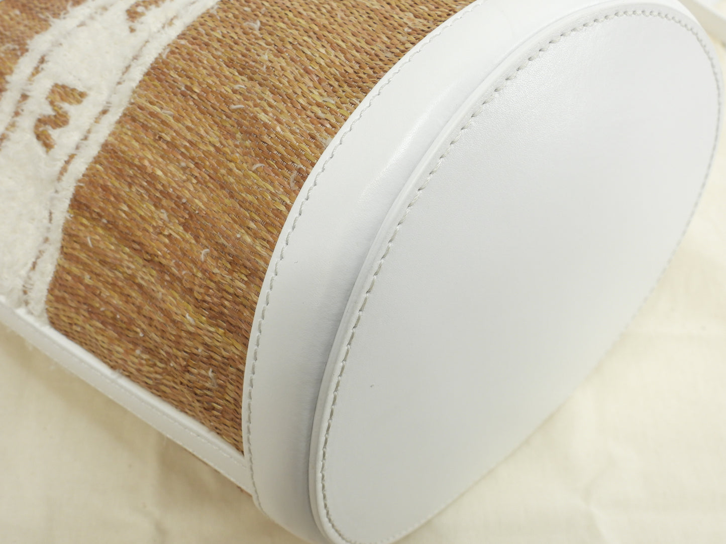 マルニ カゴバッグ トロピカルバスケットスモール ストロー/レザー白 ポシェット 美品@ 1