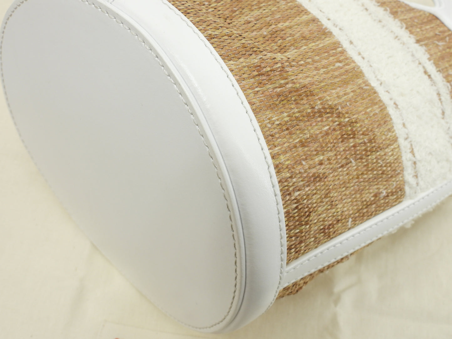 マルニ カゴバッグ トロピカルバスケットスモール ストロー/レザー白 ポシェット 美品@ 1