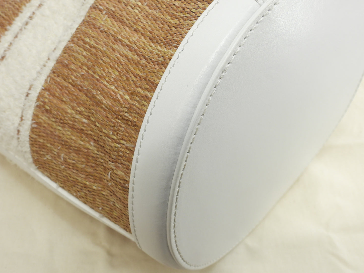 マルニ カゴバッグ トロピカルバスケットスモール ストロー/レザー白 ポシェット 美品@ 1
