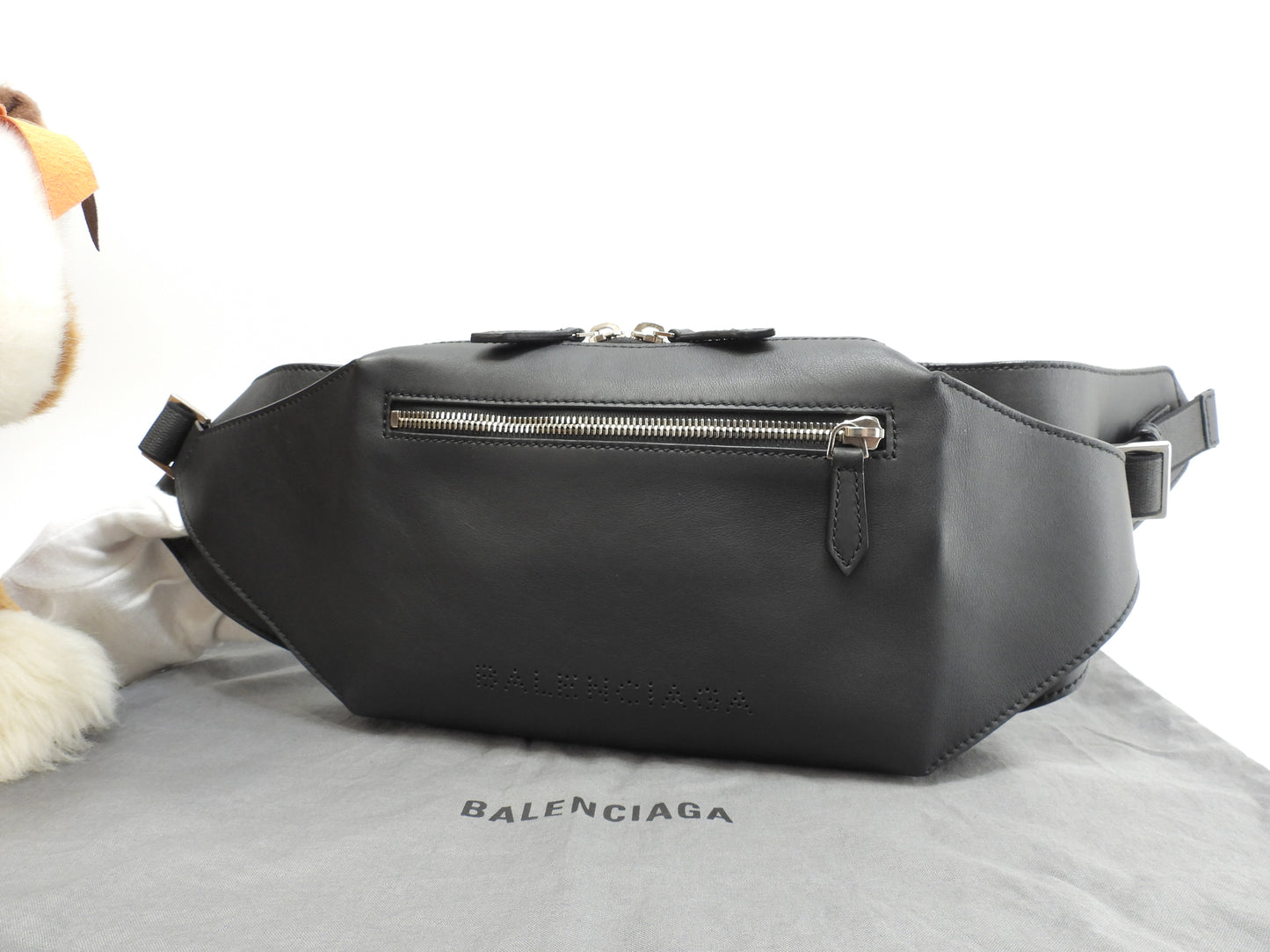 バレンシアガ ベルトバッグ ドットロゴ レザー黒 ボディバッグ クロスボディバッグ 極美品@ 5