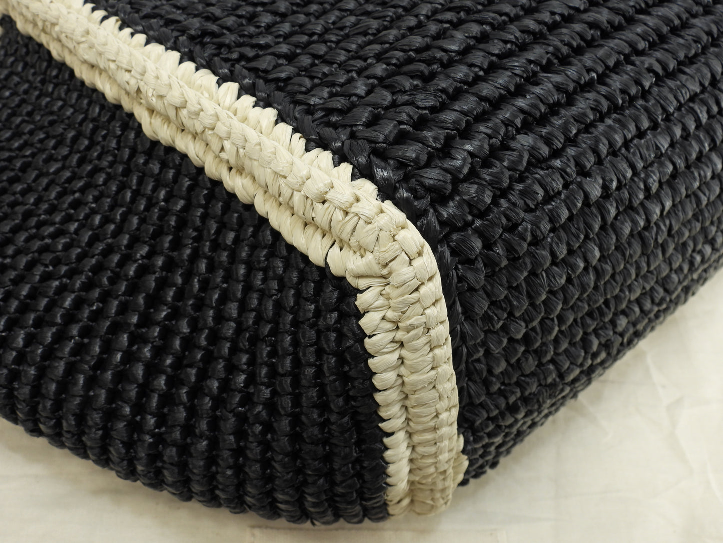 マルニ 2wayトートバッグ カゴバッグ レーヨン黒ベージュ ハンドバッグ 極美品@ 3