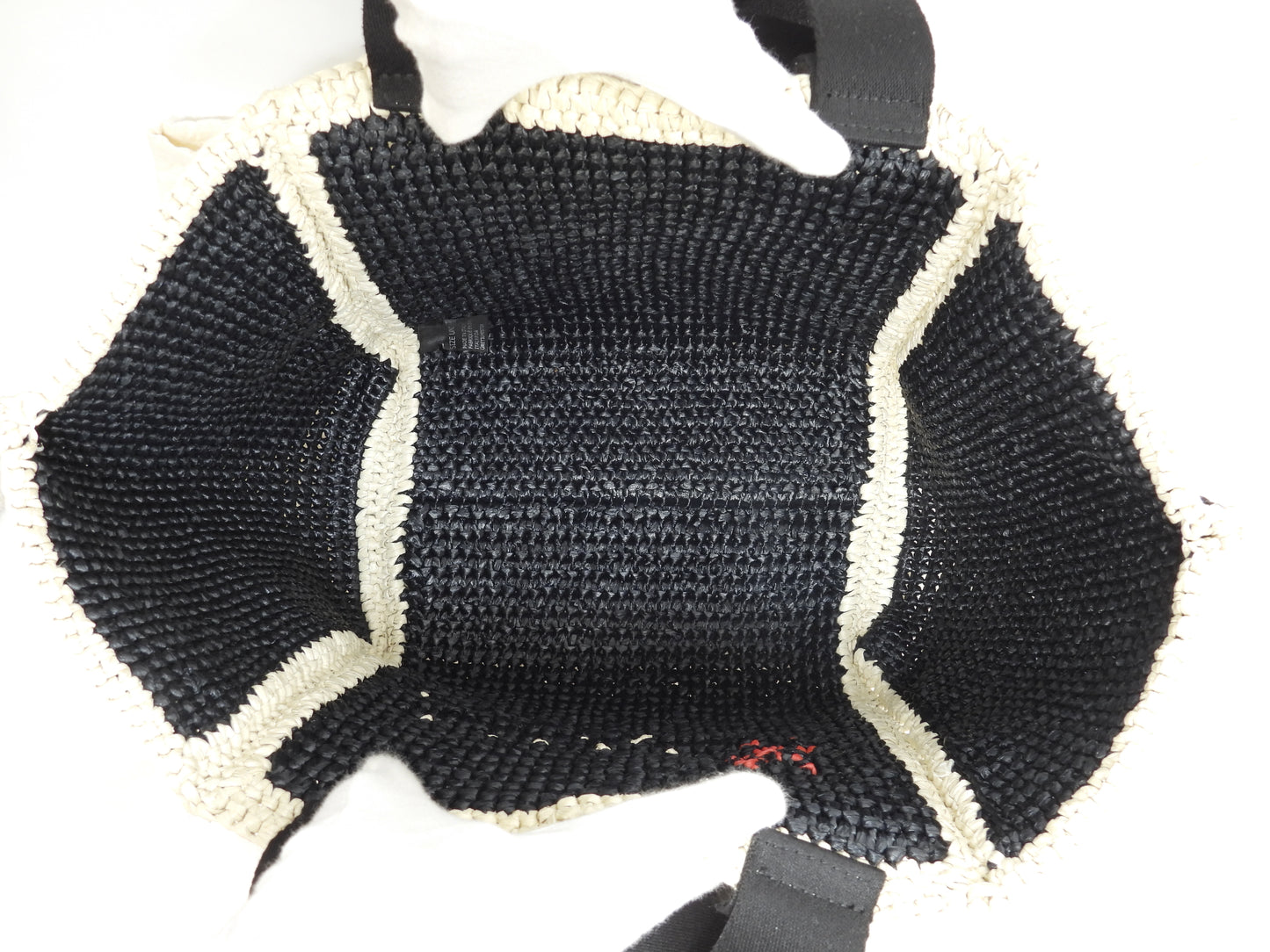 マルニ 2wayトートバッグ カゴバッグ レーヨン黒ベージュ ハンドバッグ 極美品@ 3