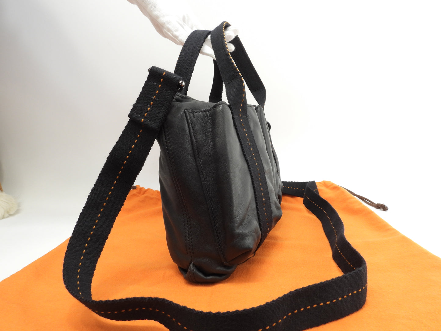 エルメス キャラバンホリゾンタルPM レザー黒 クロスボディバッグ 2wayハンドバッグ 美品@ 58
