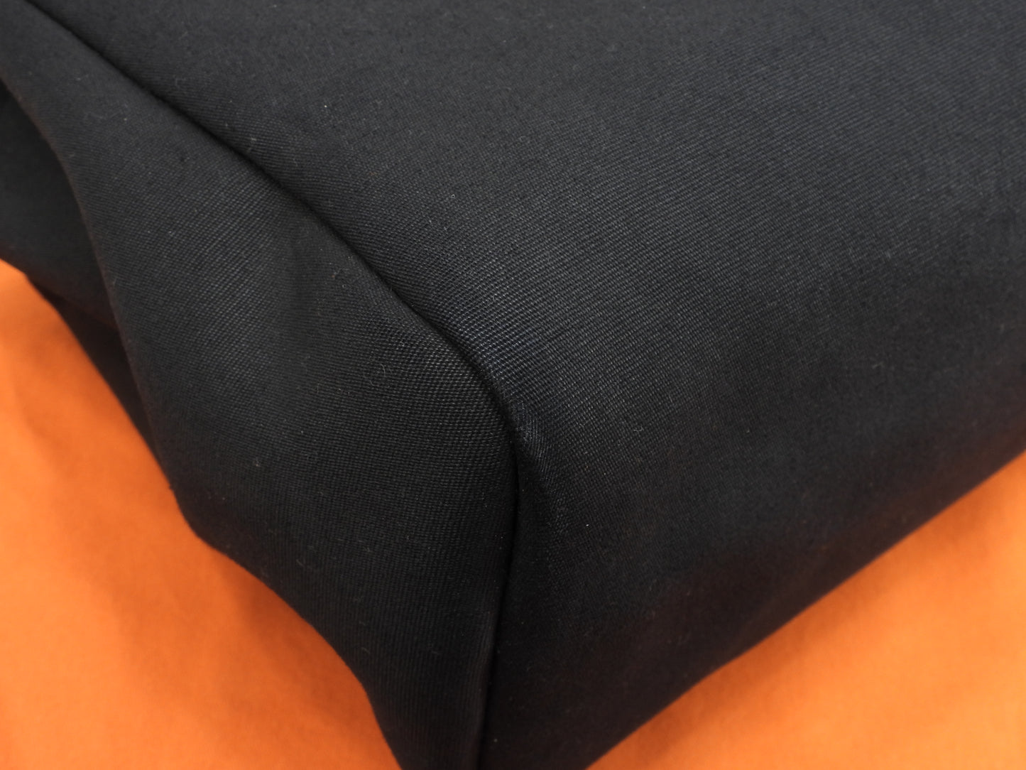 エルメス カバスMM エールバッグ コットン黒/黒革 トートバッグ 美品@□F