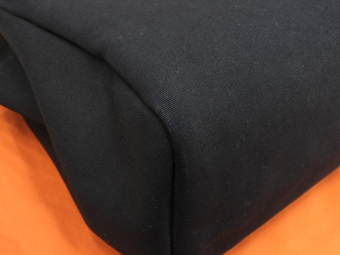 エルメス カバスMM エールバッグ コットン黒/黒革 トートバッグ 美品@□F