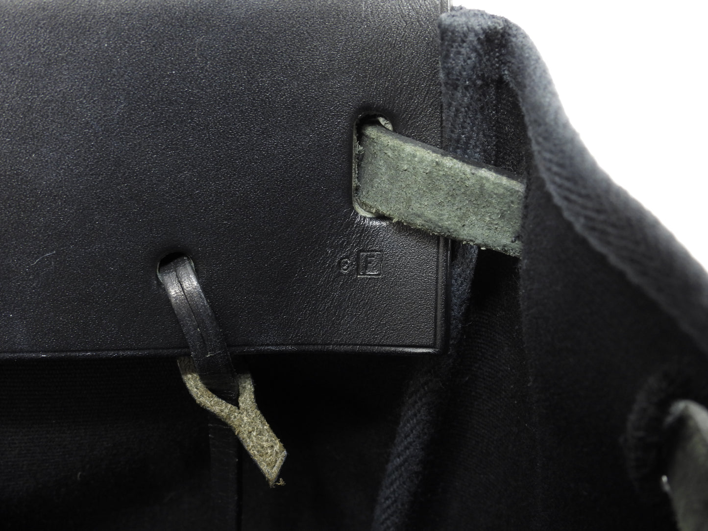 エルメス カバスMM エールバッグ コットン黒/黒革 トートバッグ 美品@□F