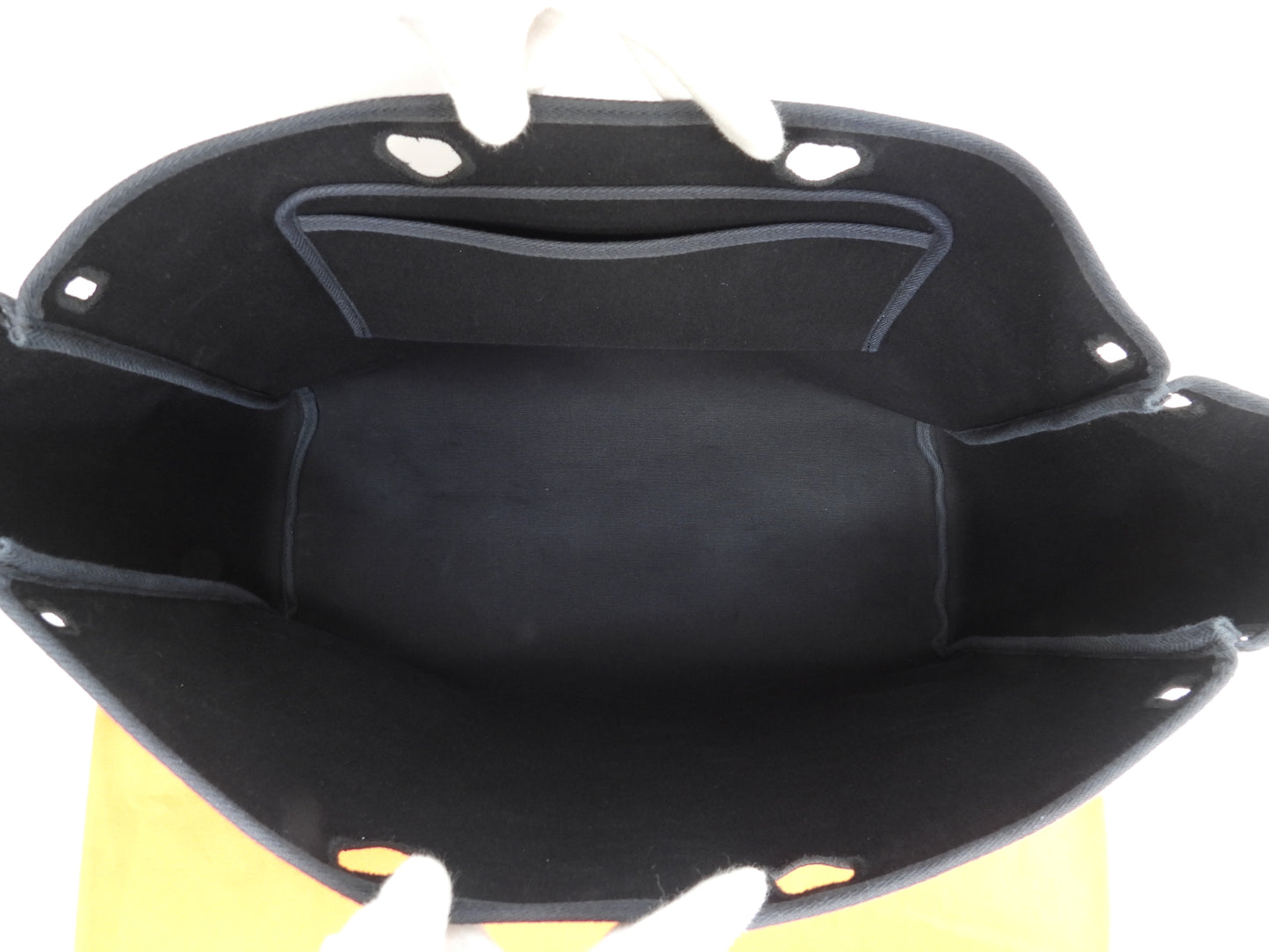 エルメス カバスMM エールバッグ コットン黒/黒革 トートバッグ 美品@□F