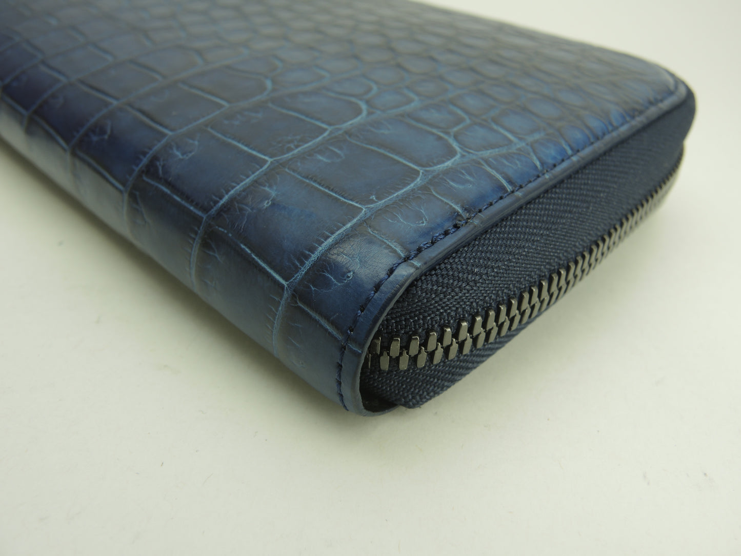 池田工芸 ラウンドジップ長財布大 クロコダイルポロサス 紺 ロングウォレット 極美品@ 1