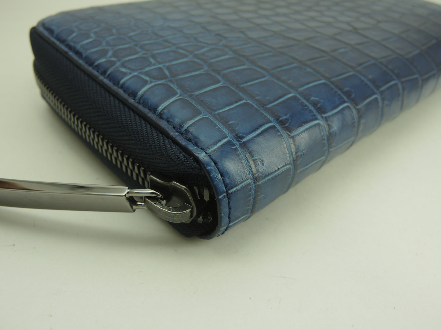 池田工芸 ラウンドジップ長財布大 クロコダイルポロサス 紺 ロングウォレット 極美品@ 1