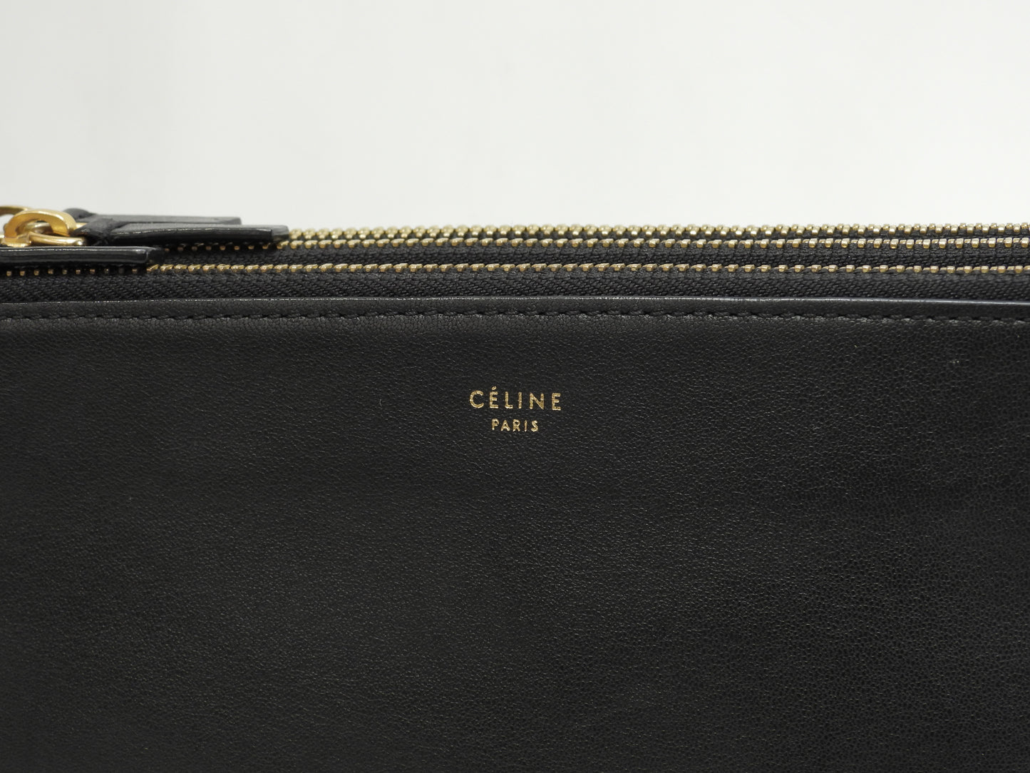 セリーヌ トリオスモール レザー 黒 ゴールド金具 ポシェット クロスボディバッグ@S-CU-0135