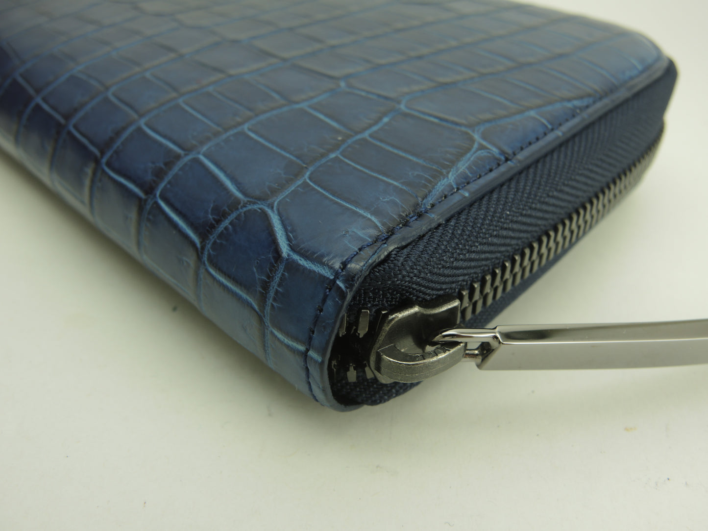 池田工芸 ラウンドジップ長財布大 クロコダイルポロサス 紺 ロングウォレット 極美品@ 1