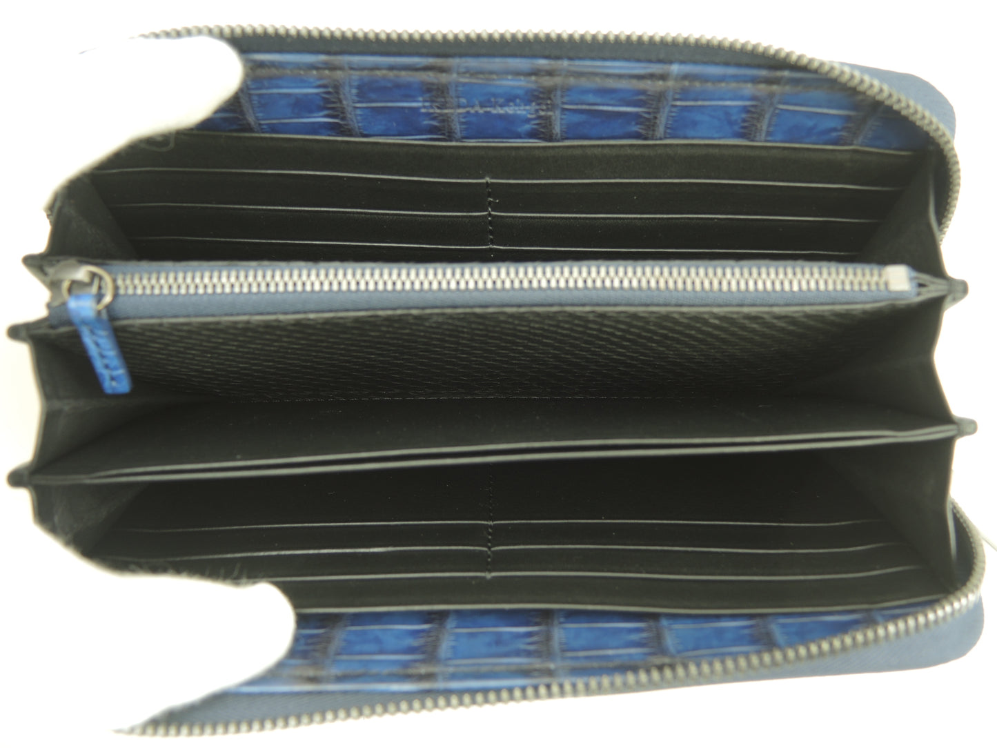 池田工芸 ラウンドジップ長財布大 クロコダイルポロサス 紺 ロングウォレット 極美品@ 1