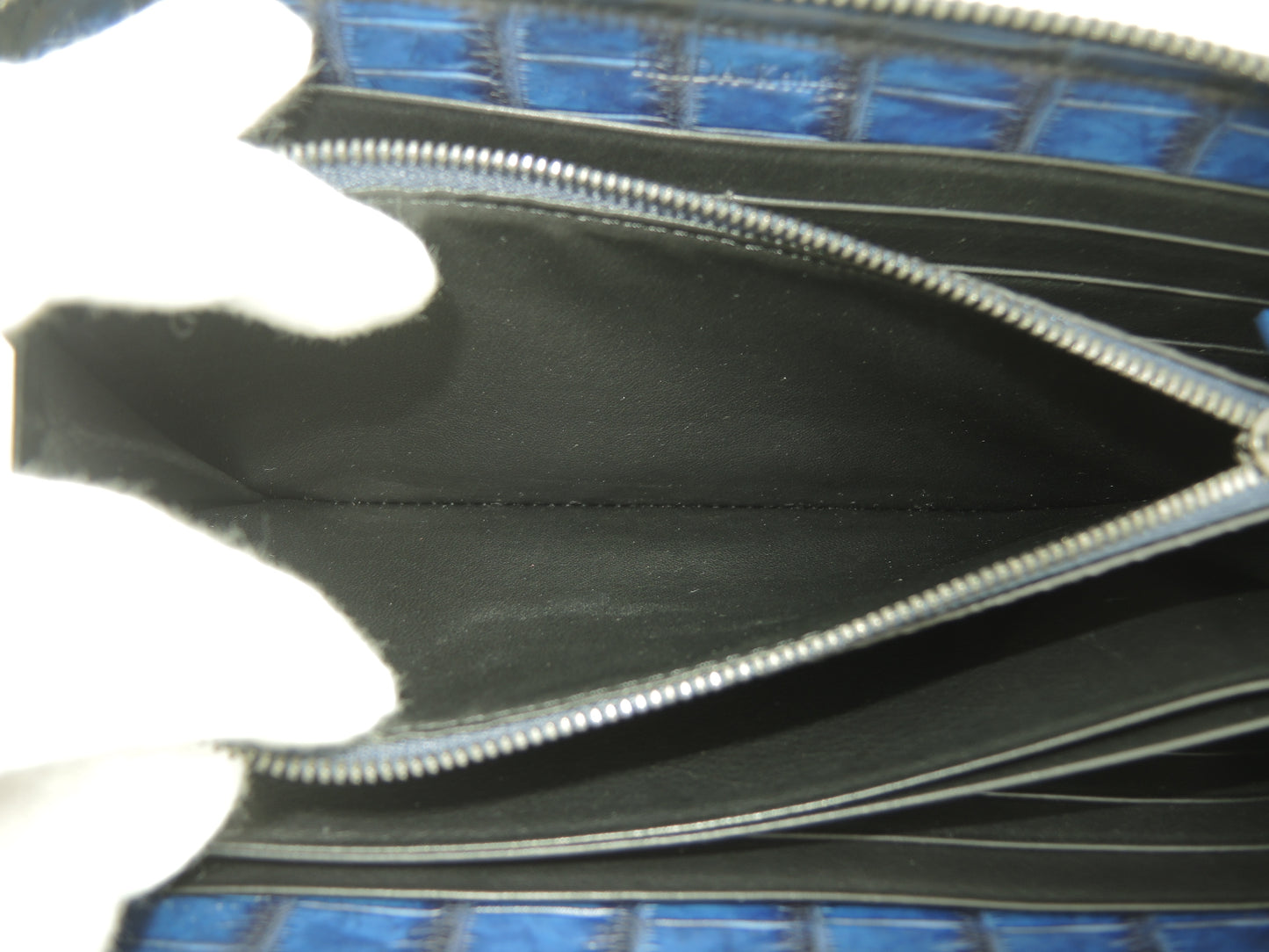 池田工芸 ラウンドジップ長財布大 クロコダイルポロサス 紺 ロングウォレット 極美品@ 1