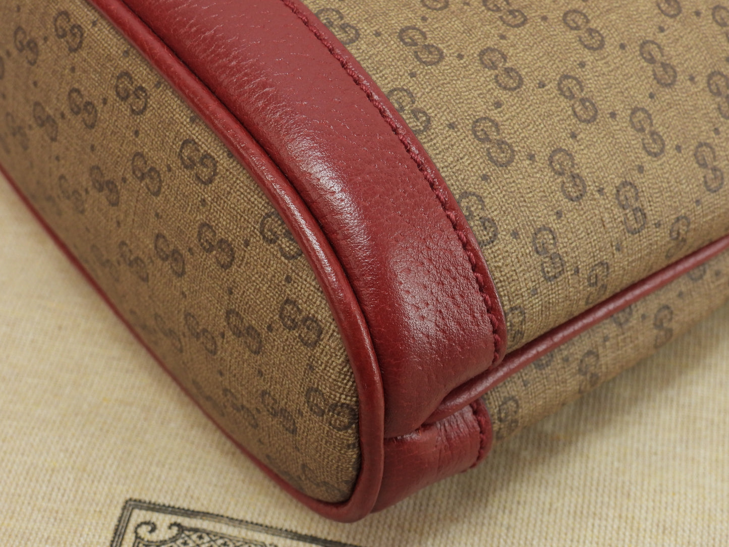 グッチ 巾着ポシェット ドラえもん マイクロGG茶赤 クロスボディバッグ 極美品@ 14