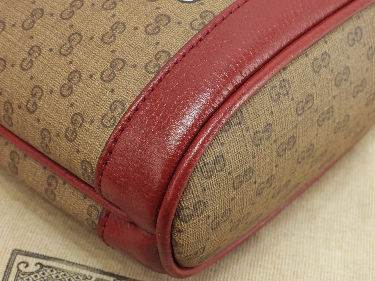 グッチ 巾着ポシェット ドラえもん マイクロGG茶赤 クロスボディバッグ 極美品@ 14