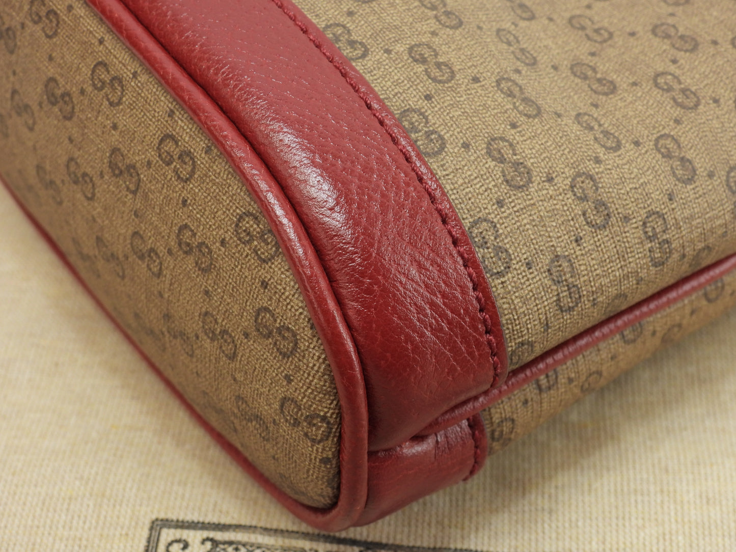 グッチ 巾着ポシェット ドラえもん マイクロGG茶赤 クロスボディバッグ 極美品@ 14